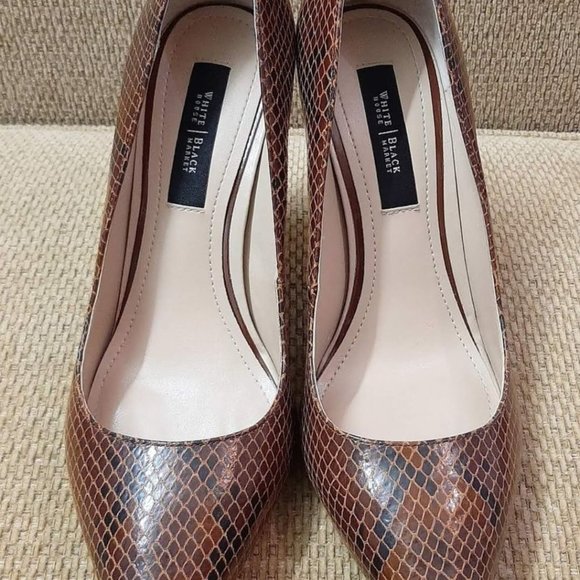 Size 7.5 Brown WHBM Pointed Toe High Heel Shoes - Picture 2 of 3